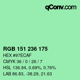 カラーコード: RGB 151 236 175 | qconv.com