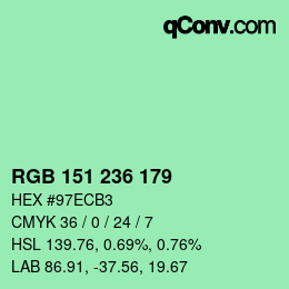 Color code: RGB 151 236 179 | qconv.com