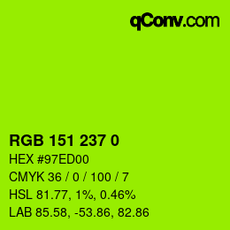 Color code: RGB 151 237 0 | qconv.com
