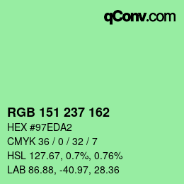 Color code: RGB 151 237 162 | qconv.com