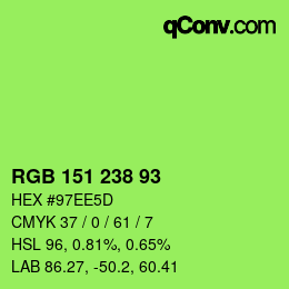Color code: RGB 151 238 93 | qconv.com