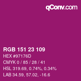 Color code: RGB 151 23 109 | qconv.com