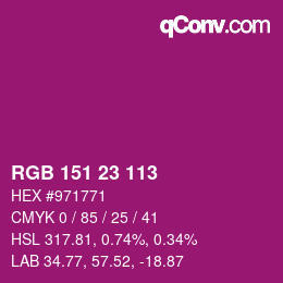 Color code: RGB 151 23 113 | qconv.com