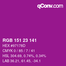 Color code: RGB 151 23 141 | qconv.com