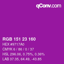 Color code: RGB 151 23 160 | qconv.com