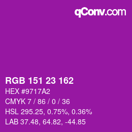 颜色代码: RGB 151 23 162 | qconv.com