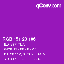 Color code: RGB 151 23 186 | qconv.com