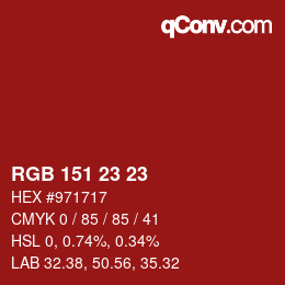 颜色代码: RGB 151 23 23 | qconv.com