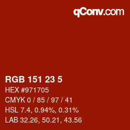 カラーコード: RGB 151 23 5 | qconv.com