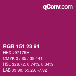 颜色代码: RGB 151 23 94 | qconv.com