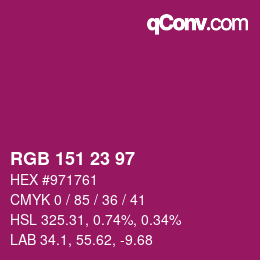 Color code: RGB 151 23 97 | qconv.com