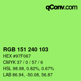 Color code: RGB 151 240 103 | qconv.com