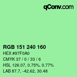 Color code: RGB 151 240 160 | qconv.com