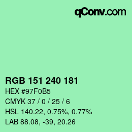 Color code: RGB 151 240 181 | qconv.com