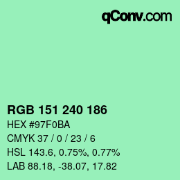 Color code: RGB 151 240 186 | qconv.com
