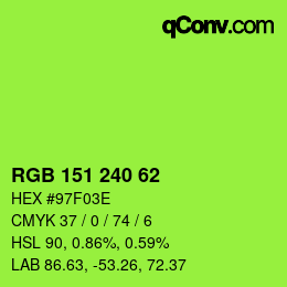 Color code: RGB 151 240 62 | qconv.com