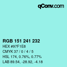 Color code: RGB 151 241 232 | qconv.com