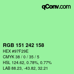 颜色代码: RGB 151 242 158 | qconv.com