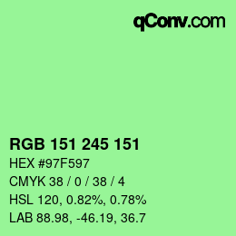 Color code: RGB 151 245 151 | qconv.com