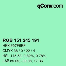 Color code: RGB 151 245 191 | qconv.com