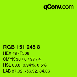 Color code: RGB 151 245 8 | qconv.com
