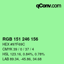 Color code: RGB 151 246 156 | qconv.com