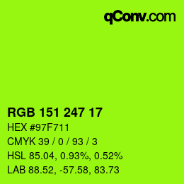Color code: RGB 151 247 17 | qconv.com