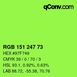 Color code: RGB 151 247 73 | qconv.com