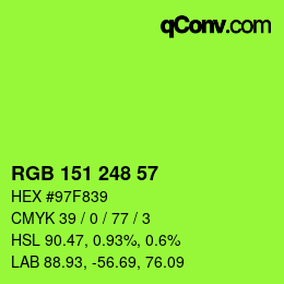 Color code: RGB 151 248 57 | qconv.com