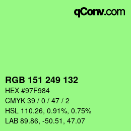 Color code: RGB 151 249 132 | qconv.com