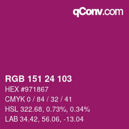 颜色代码: RGB 151 24 103 | qconv.com