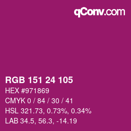 カラーコード: RGB 151 24 105 | qconv.com