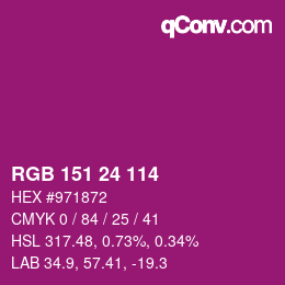 颜色代码: RGB 151 24 114 | qconv.com