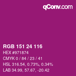 颜色代码: RGB 151 24 116 | qconv.com