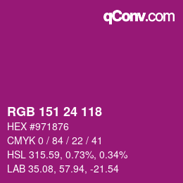 颜色代码: RGB 151 24 118 | qconv.com