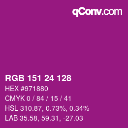 颜色代码: RGB 151 24 128 | qconv.com