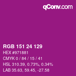 颜色代码: RGB 151 24 129 | qconv.com