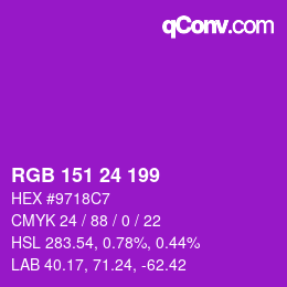 Color code: RGB 151 24 199 | qconv.com