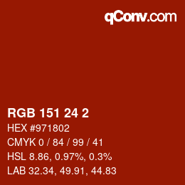 カラーコード: RGB 151 24 2 | qconv.com