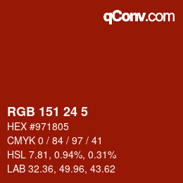 カラーコード: RGB 151 24 5 | qconv.com