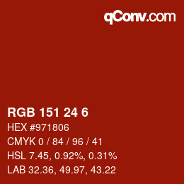 Color code: RGB 151 24 6 | qconv.com