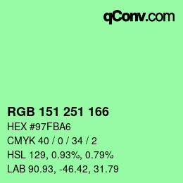 カラーコード: RGB 151 251 166 | qconv.com