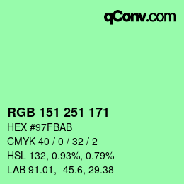 Color code: RGB 151 251 171 | qconv.com