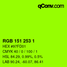 カラーコード: RGB 151 253 1 | qconv.com