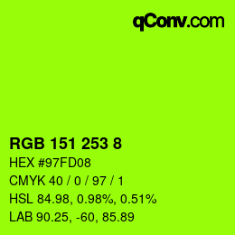 Color code: RGB 151 253 8 | qconv.com