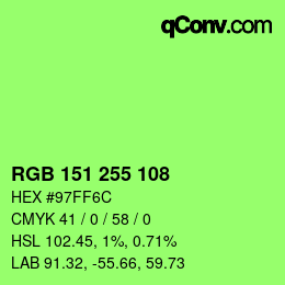 Color code: RGB 151 255 108 | qconv.com