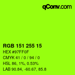 Color code: RGB 151 255 15 | qconv.com