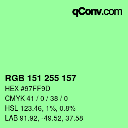 Color code: RGB 151 255 157 | qconv.com