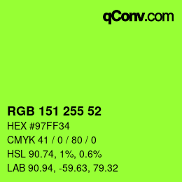 Color code: RGB 151 255 52 | qconv.com