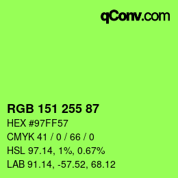 Farbcode: RGB 151 255 87 | qconv.com